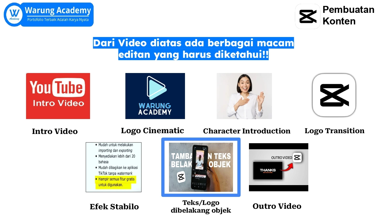 Part 7 Pelatihan Mengenal Capcut Membuat Teks atau Logo dibelakang Objek